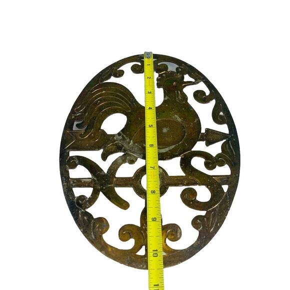 Trivet Hot Plate Rooster Silver Plate Oval Kitchen Wall Decor Made In Italy - Picture 5 of 11